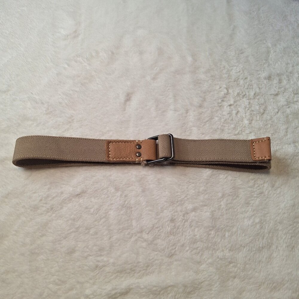 Aldo Webbed Belt Sz M Adjustable Stretchy Leather Accents Preppy Minimalist